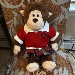 Build a bear Brown and Red Stuffed Monkey Toy
